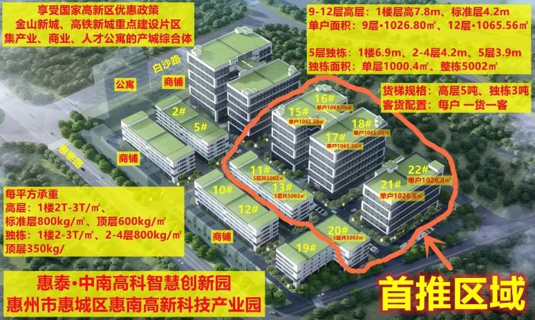 中南高科·惠泰·智慧创新园 广东惠州惠城区惠南科技园 标准厂房出售 1000平起售 首付3成 三层独栋和多层分层产品 一小时畅游深莞惠 